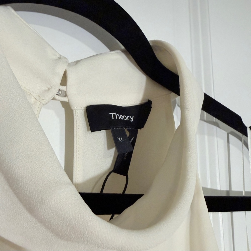 Theory Roll Neck Halter High-Neck Sleeveless Blouse NWT In Ivory Size XL - Picture 6 of 9